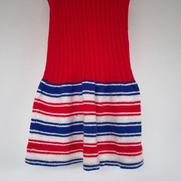 Vtg 60's Mod Red Striped Knit Acrylic Sweater Sleeveless Dress Sz M/L Retro - Picture 6 of 7